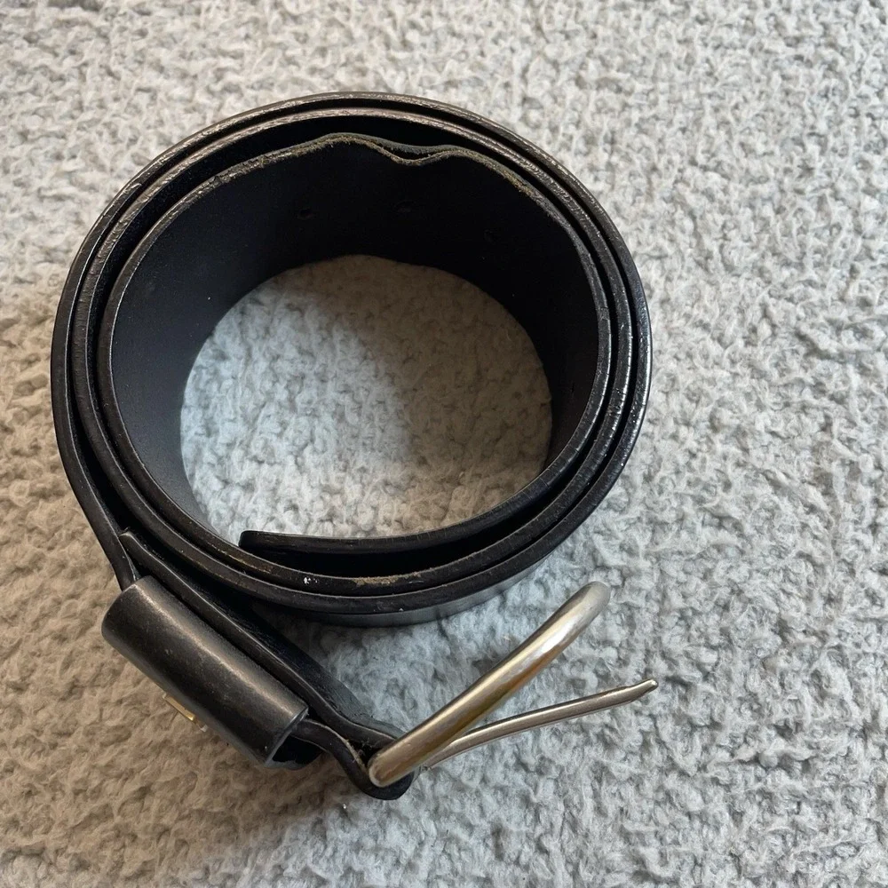 Lauren Ralph‎ Lauren Belts Mens Large Black Italian Leather w/Brass Buckle READ